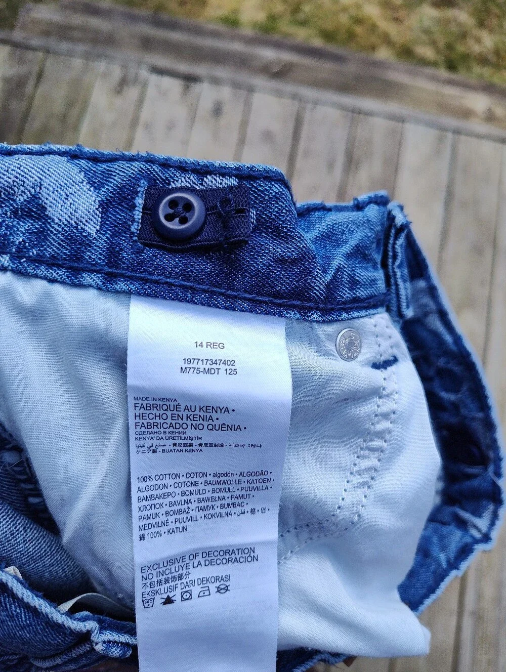 Levi's Big Girls Sz 14 Wide Leg Blue Jeans Butterfly Flower Jacquard 28